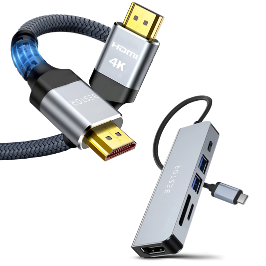 Combos of the 6-in-1 USB C Hub +4k Braided HDMI Cable (1.5Meter)