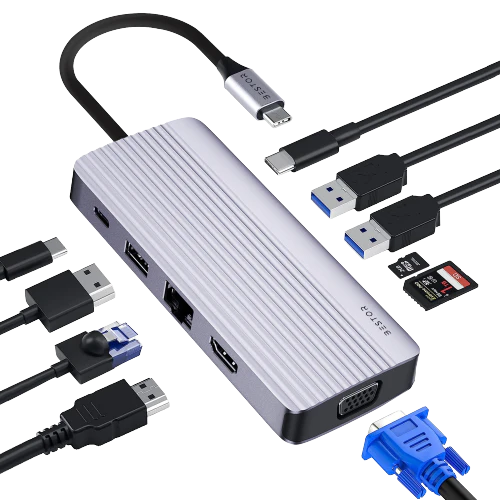 Combos of The 10in 1 Usb C hub + Cat 8 Ethernet Cable Cable (1 Meter)