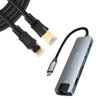 Combos of the 7 in 1 USB C Hub +Cat 8 Ethernet Cable (1Meter)