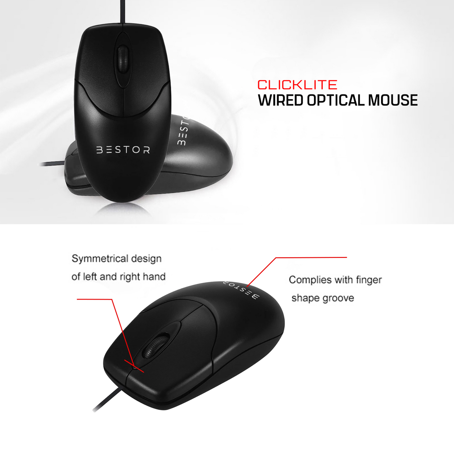 High Precision 1000 DPI Optical Sensor Wired Mouse