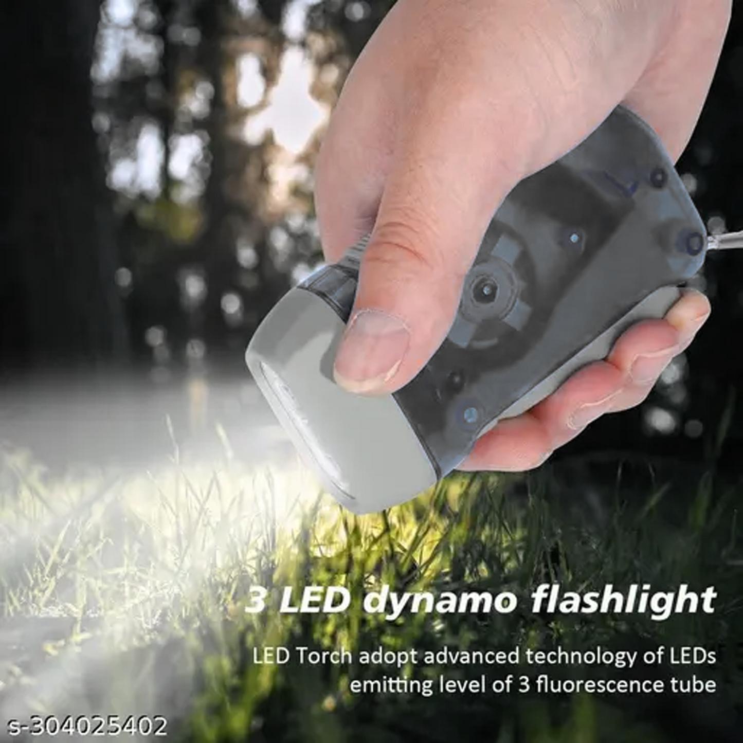 Rechargeable Wind-Up Hand Press 3 Led Torch Light