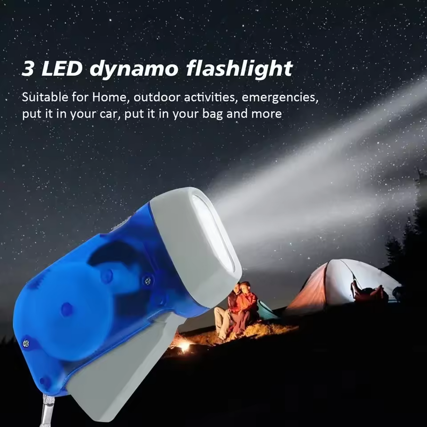 Rechargeable Wind-Up Hand Press 3 Led Torch Light