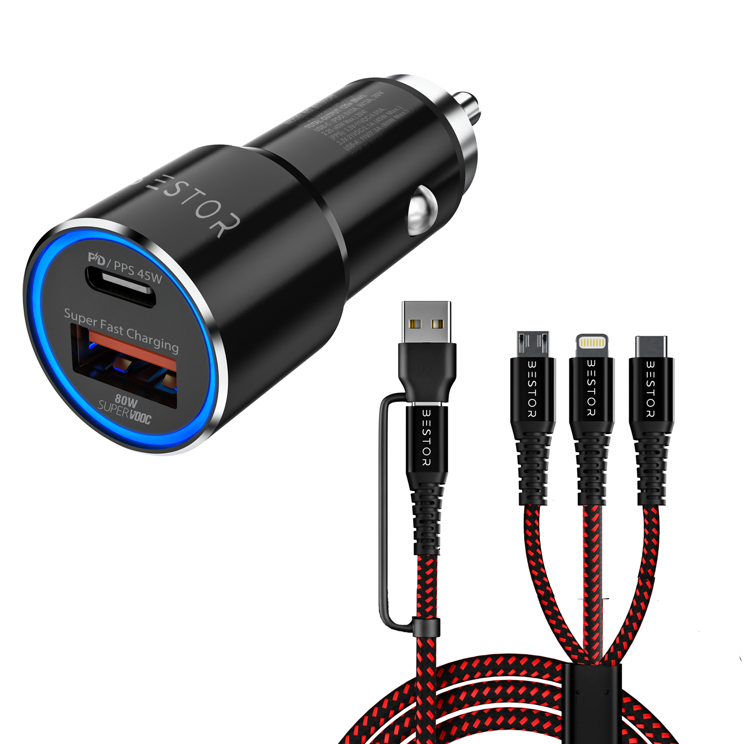 Car Adapter 125W with in Type C Cable – Bestor - Main Image