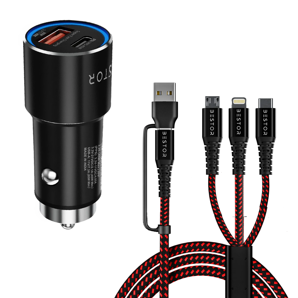 Car Adapter 125W with 5 in 1 Type C Cable