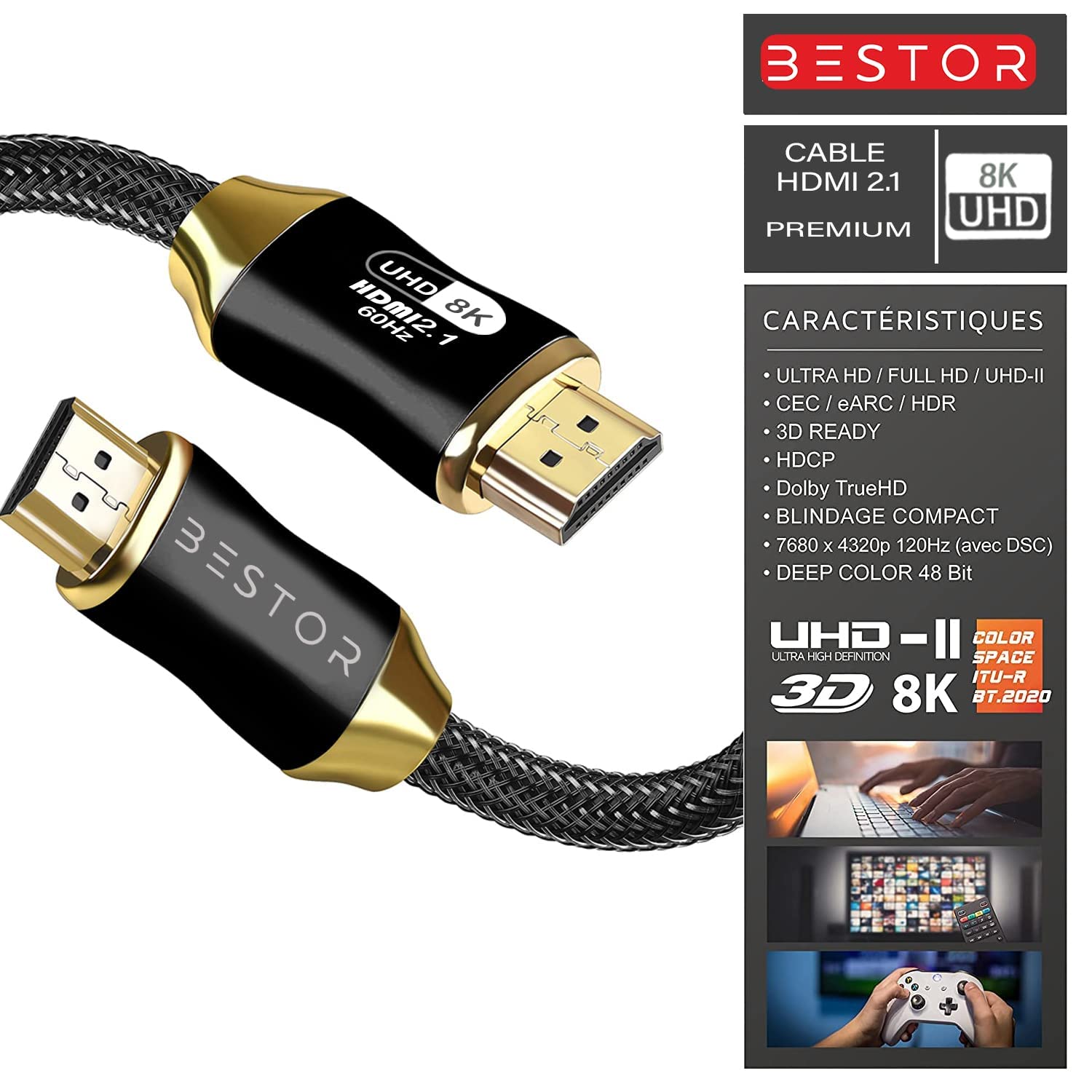 8K HDMI Braided Cord-4K 60Hz 8K 30Hz