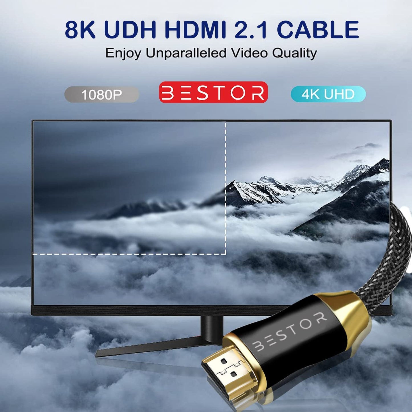 8K HDMI Braided Cord-4K 60Hz 8K 30Hz