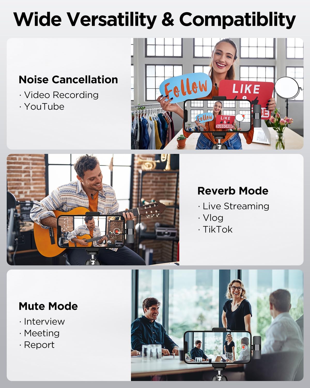 Wireless Microphone for DSLR, Smartphone & Tablet
