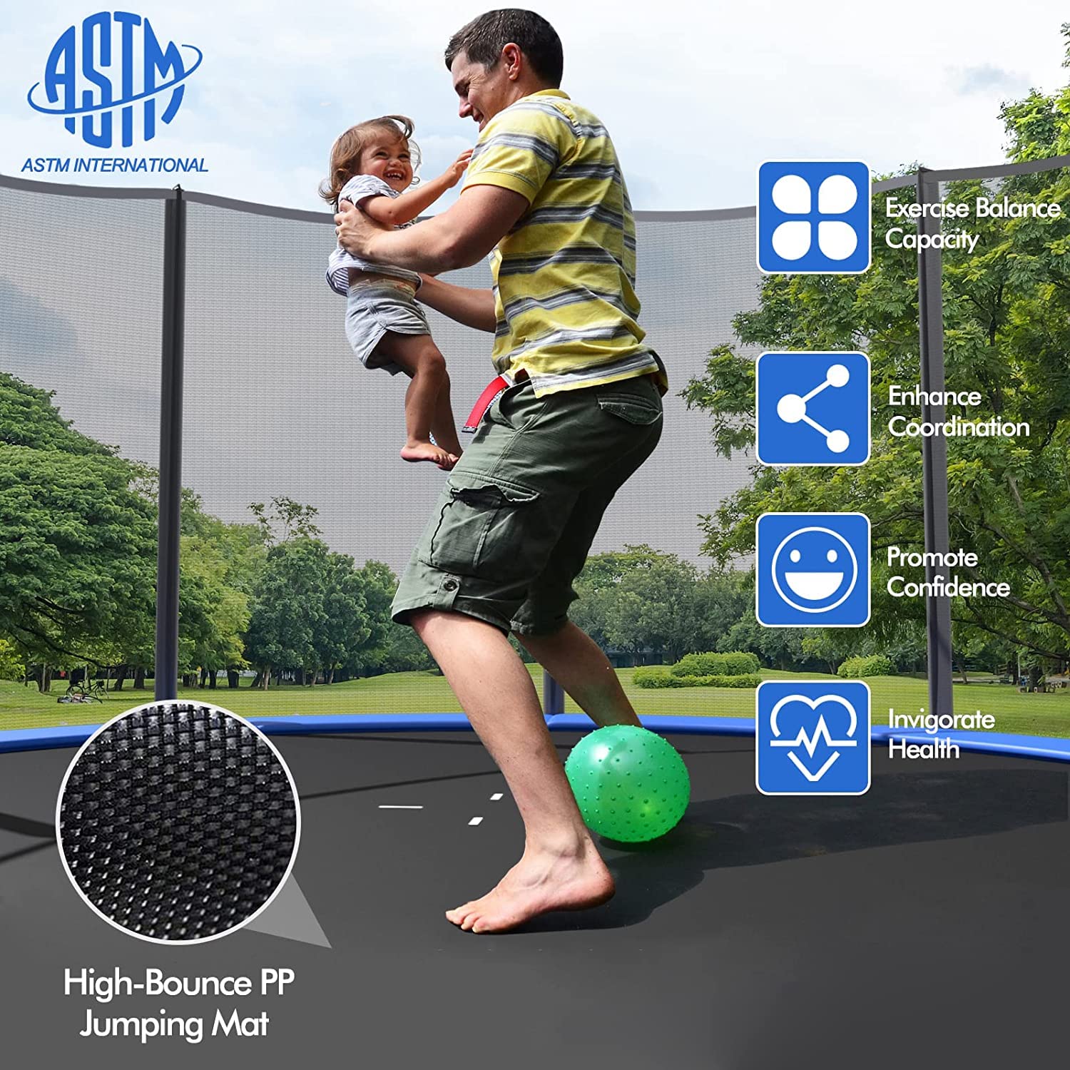 Bestor Trampoline Jumping Mat Kids Trampoline with Enclosure Heavy Duty