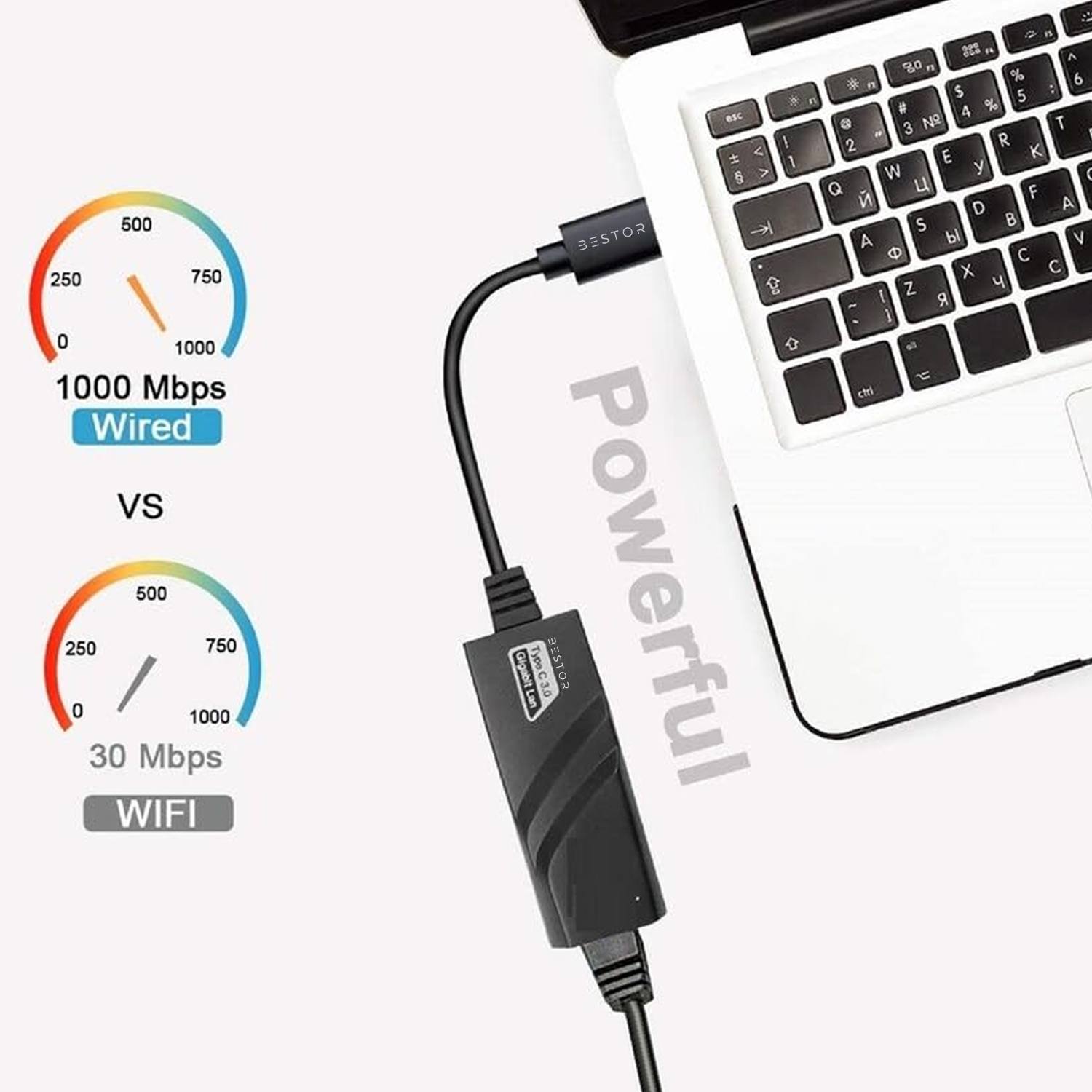 Type-C To Gigabit RJ45 Ethernet Connector