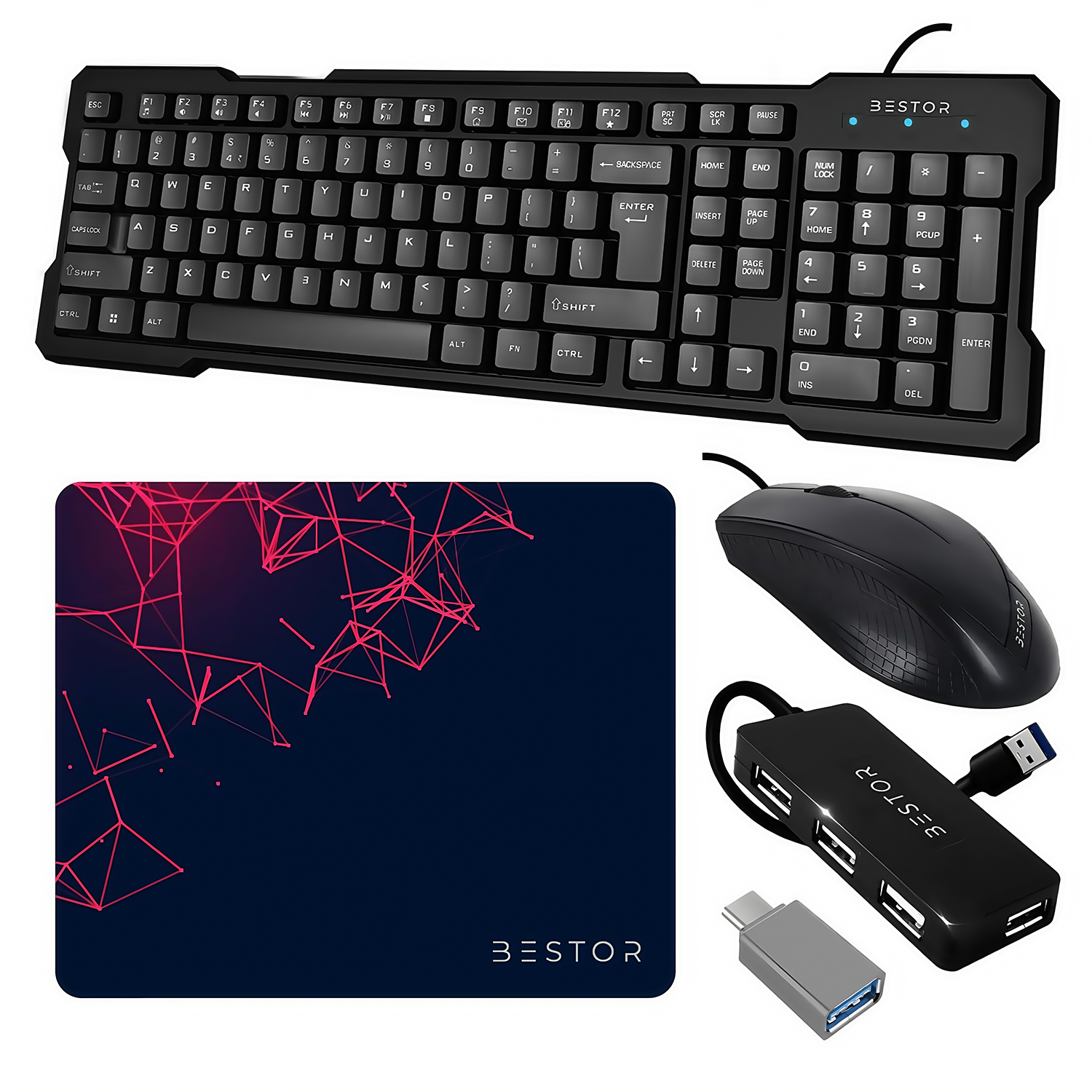 Bestor Bestor Keyboard Mouse Combo Set of 5