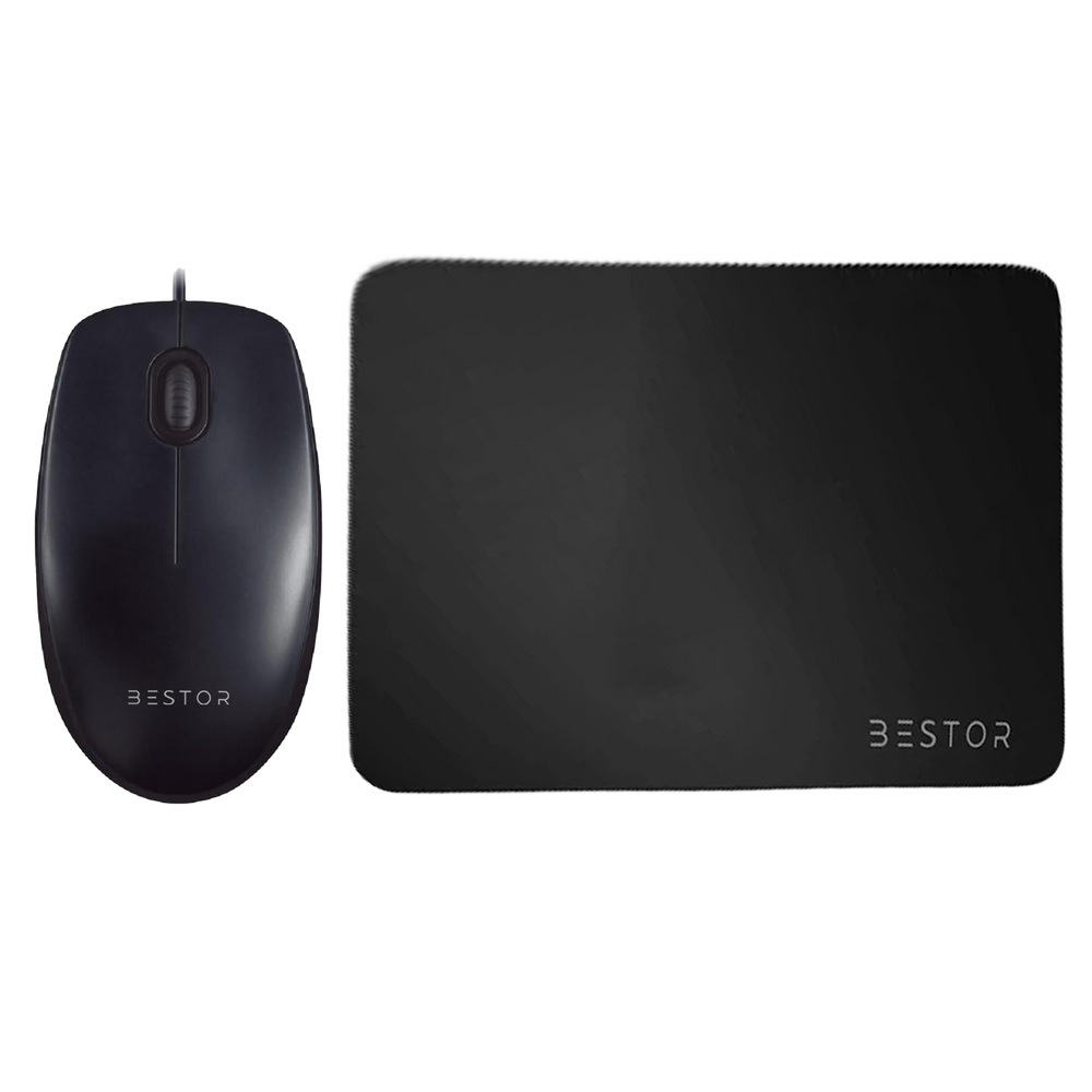 Wired Mouse with Black Mouse Pad Combo