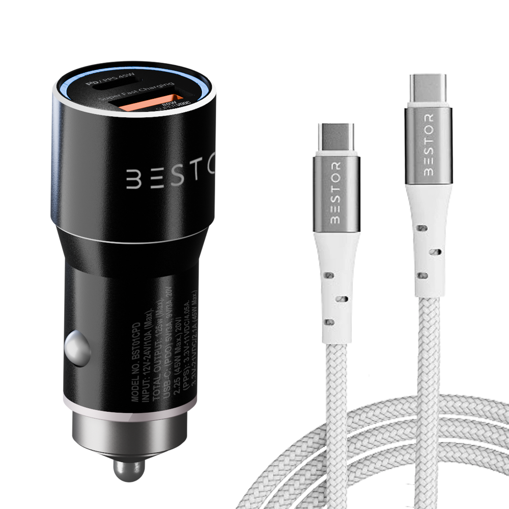 Car Adapter 125W with Type C to C Cable