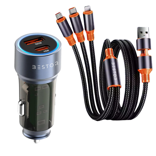 VoltDrive Pro 145W Car Charger with 5 in 1 Cable