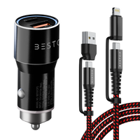 Car Adapter 125W with 4 in 1 Type C Cable