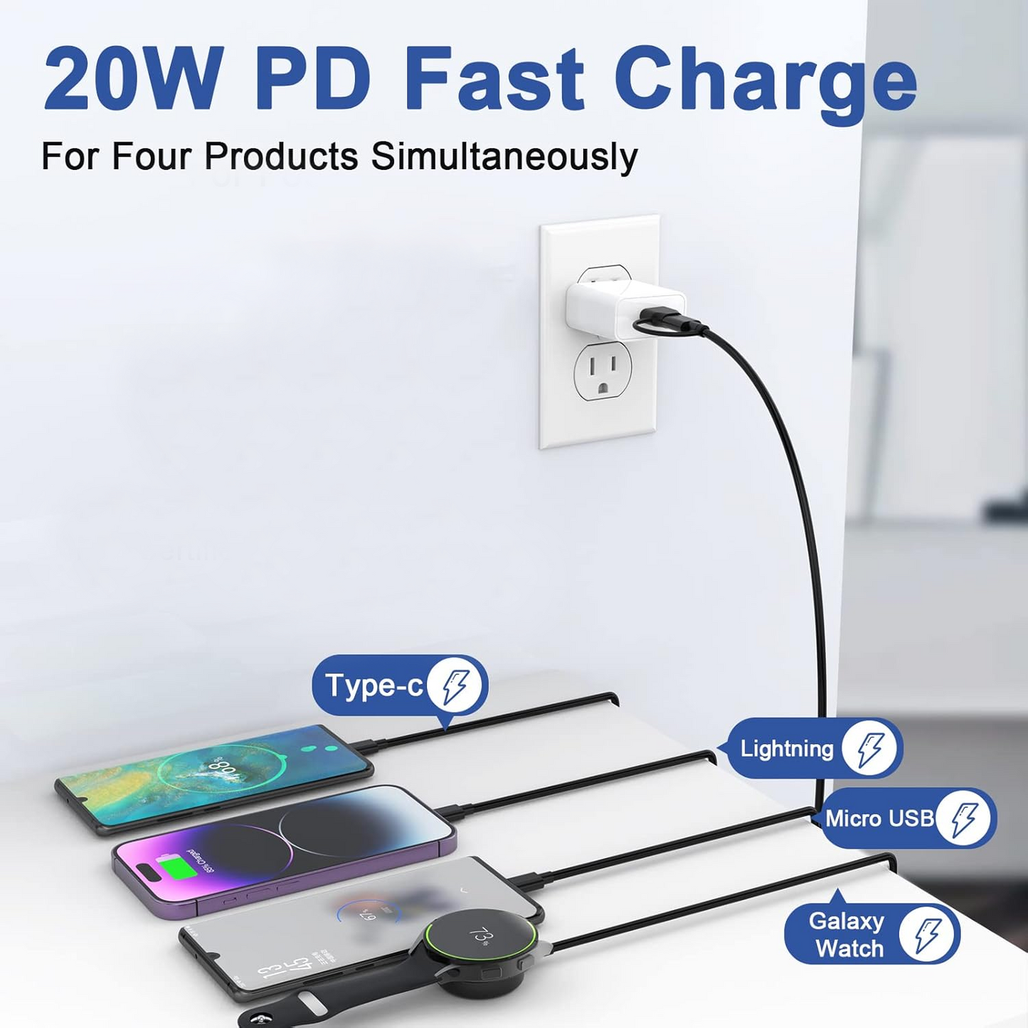 4-in-2 USB-A/PD Input Charging Cable