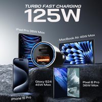 Car Adapter 125W with 3 in 1 Type C Cable