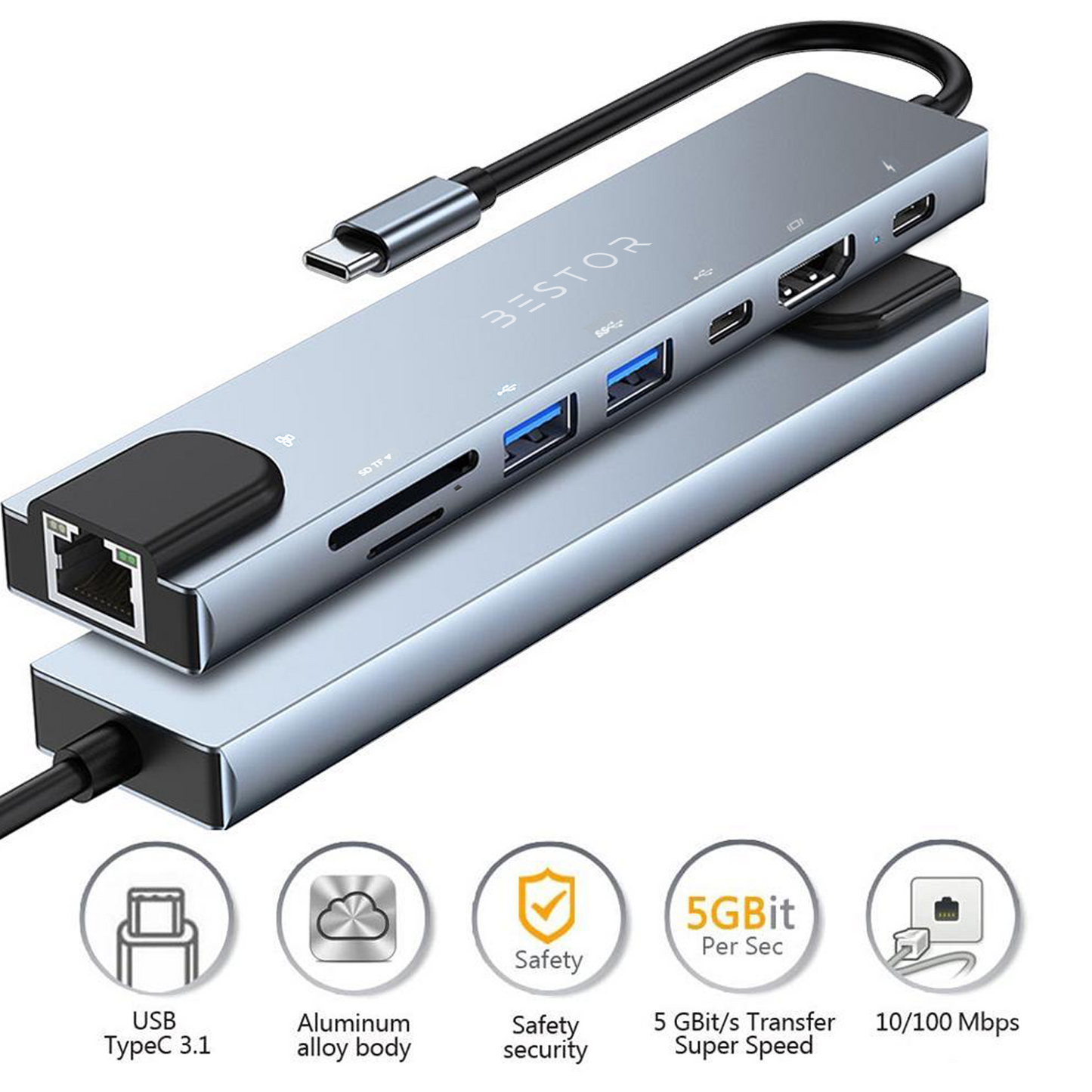 8 in 1 TYPE C USB HUB