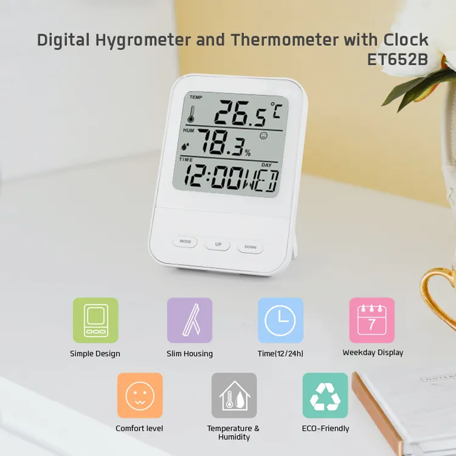 Bestor Digital White Clock
