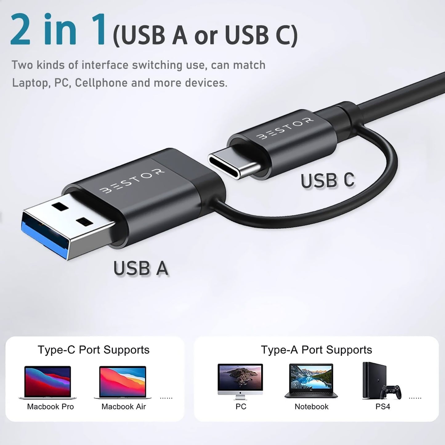 4 in 1 USB 3.0 Dual Connector HUB