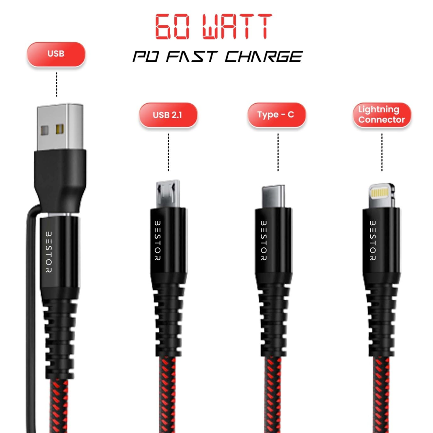 5 in 1 (Type C + 8Pin + Micro USB)