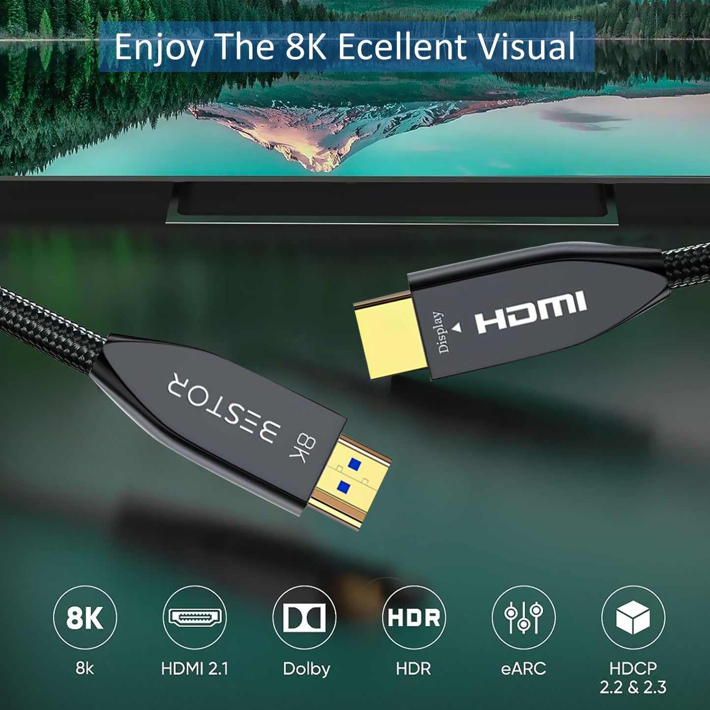 8K Braided Fibre HDMI Cable