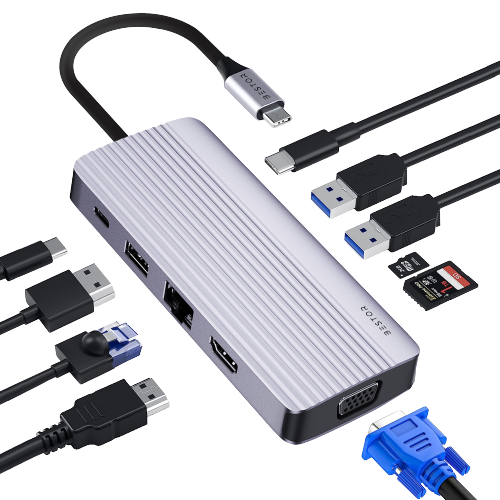 10 in 1 USB C Hub + Ethernet Cable  CAT 8