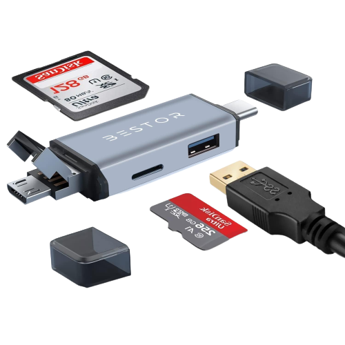 Bestor 3-in-1 USB Hub with OTG | Dual Card Reader & High Capacity Adapter