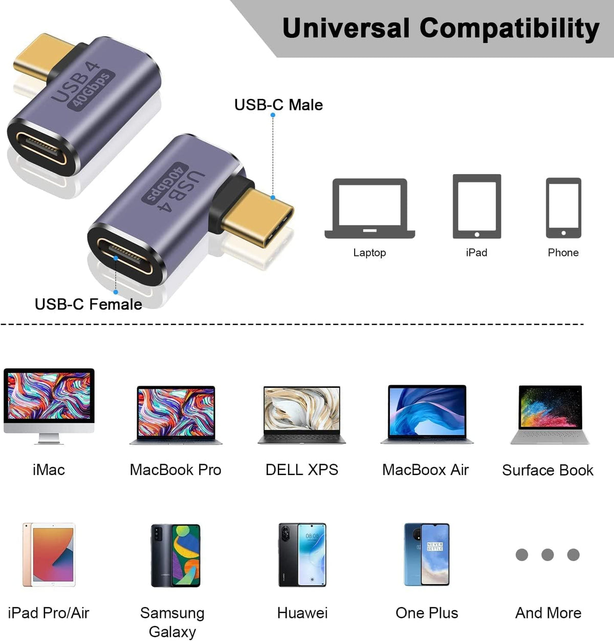 Usb C2 Bestor Right Angle USB C Adapter | Type C & Thunderbolt Compatible